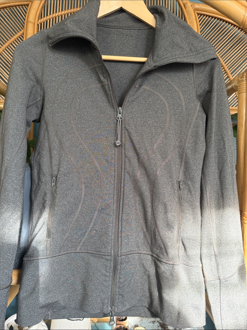 lululemon athletica Women's Heather Charcoal Full-Zip Bomber Jacket